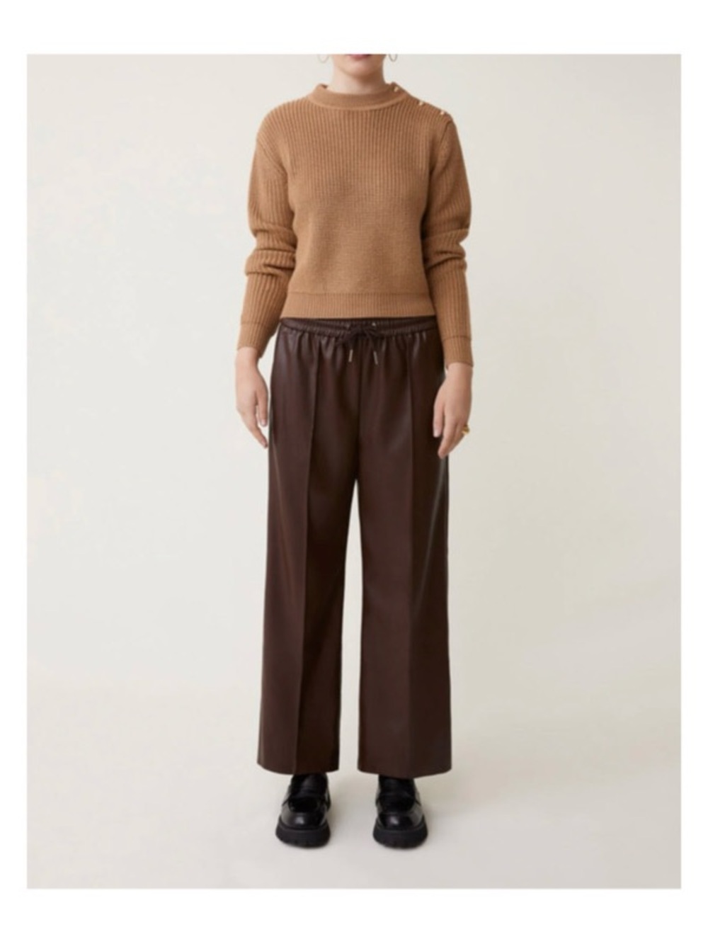 SUNCOO FAUX LEATHER WIDE LEG
TROUSERS BROWN JOHAN